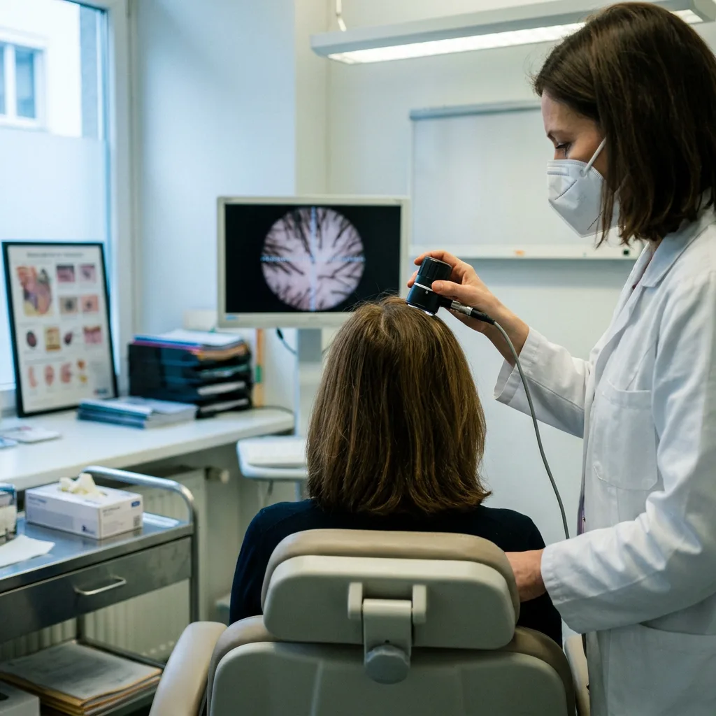 Scansione tricoscopica del cuoio capelluto per contare i follicoli