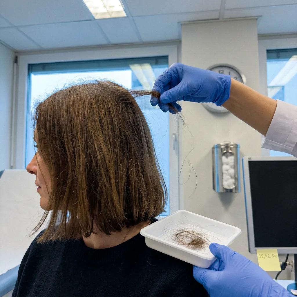 Test di trazione calibrato su una ciocca di capelli