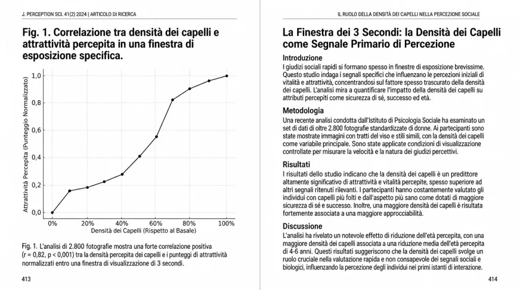 Figura da una rivista scientifica: relazione tra densità dei capelli e attrattiva percepita